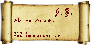 Jéger Zulejka névjegykártya